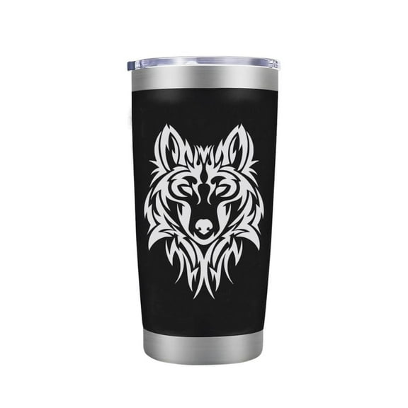 Native Wolf Tumbler 20oz Stainless Steel Insulated Tumblers Coffee Travel Mug Cup Wolf Gifts for Men Women Gift for Birthday Christmas