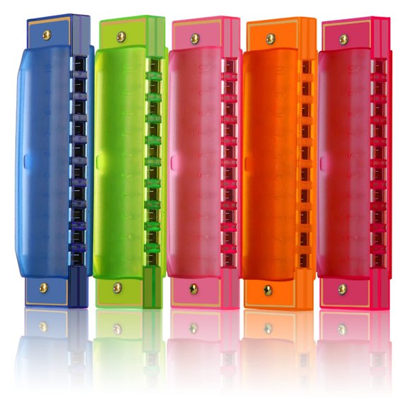 Armónica ZKOOER de 10 agujeros, pack de 5, multicolor