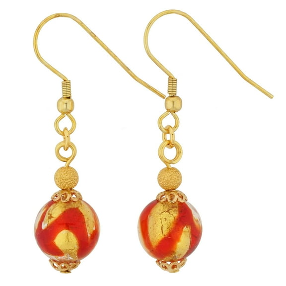 GlassOfVenice Murano Glass Royal Red Ball Earrings