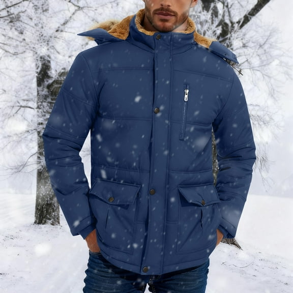 Dxzfnsa Mens Thickened Coat Warm Puffer Thicken Quilted Winter Coat Padded Windbreaker Water Resistant Coat