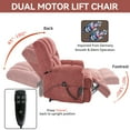 thumbnail image 5 of Dual Motor Heat Massage Infinite Position Up to 350 LBS Electric Power Lift Recliners with Power-Remote, Medium-firm and Heavy Duty, Red, 5 of 19