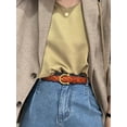 thumbnail image 4 of Catelles Women's Top Grain Leather Woven Elastic Camel Belt, Alloy Buckle, Suitable for Casual and Business Wear, Wear-resistant and Breathable,Gift Box&For waist 46 inches Width0.83 inches, 4 of 7