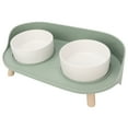 thumbnail image 4 of Cat Raised Bowls, Ceramics Cat Raised Bowls Prevent Spill Rounded Bowl Edge Separate Design  for  Eating White,Green, 4 of 7