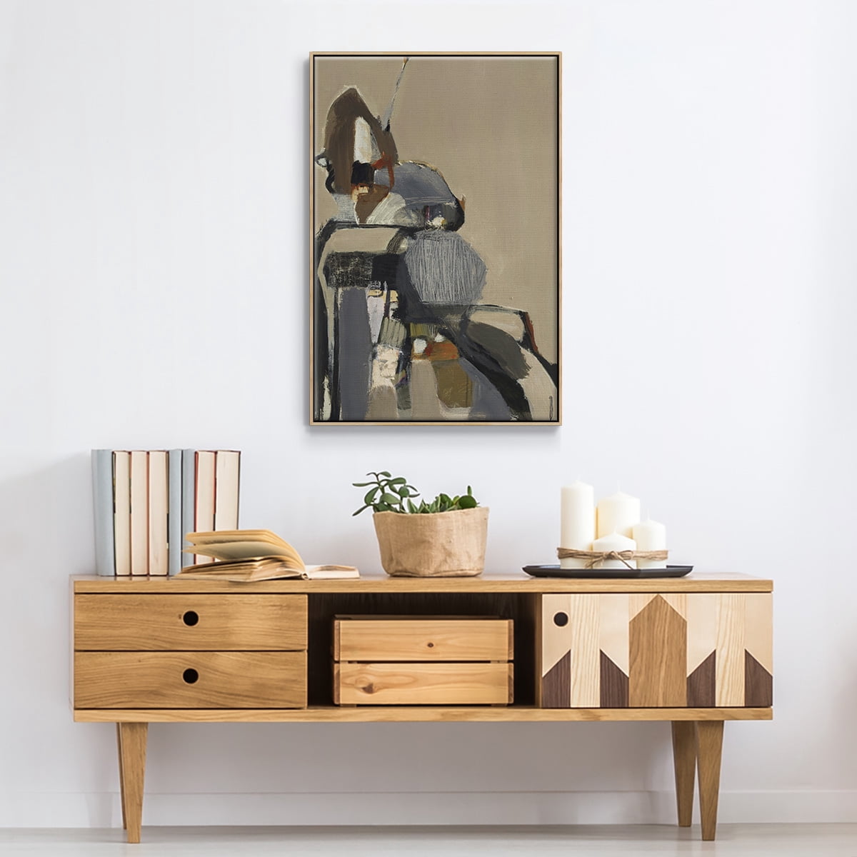 Landslide Framed Premium Gallery Wrapped Canvas - Ready to Hang - 27 x 41 - Natural Wood Floating Frame