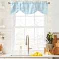 thumbnail image 3 of Aqua Blue Green Tie Up Valance Curtains for Windows, Kitchen Curtains Window Treatments, Checkered Plaid Gingham Lattice Trellis Short Window Shades Valances for Bedroom Bathroom Cafe 54"x18", 3 of 8
