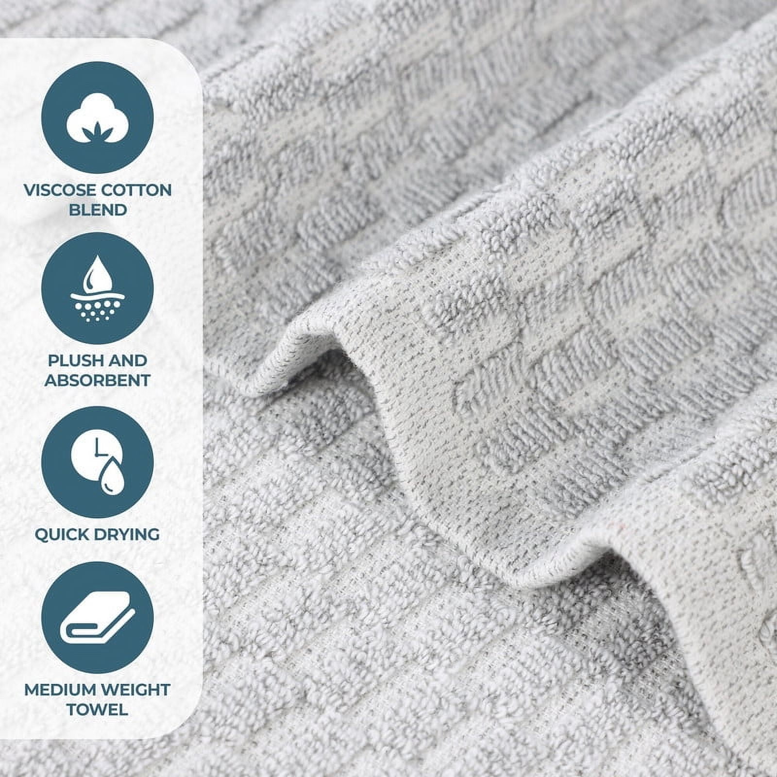 Superior Juno Viscose Cotton Blend Medium Weight 6 Piece Towel Set, Platinum