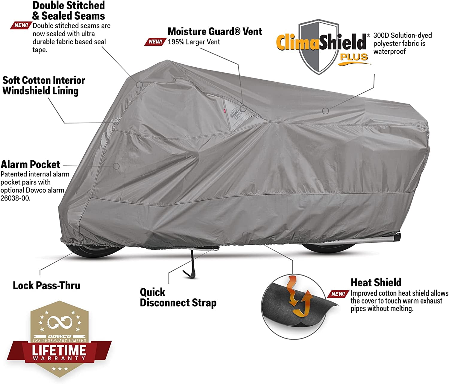 Dowco WeatherAll Plus Motorcycle Cover Gray - 2XL