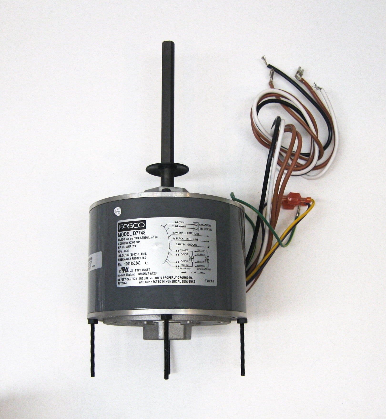 Replacement Condenser Fan Motor 1/3 HP 1075 RPM – Fits Most AC Units, Comes With Capacitor