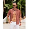 thumbnail image 2 of COOFANDY Men's Knit Button Down Shirt Vintage Short Sleeve Polo Shirts Casual Beach Tops, 2 of 6