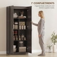 thumbnail image 3 of HOMCOM 71" Tall Kitchen Pantry Cabinet with Soft-Close Hinges, Farmhouse Freestanding Pantry Storage Cabinet with Adjustable Shelves, Espresso, 3 of 9