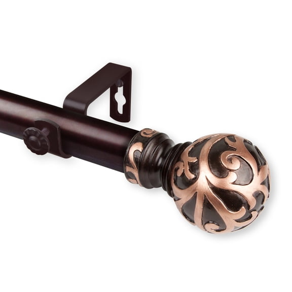 Domovina Emma 1" Single Curtain Rod-Color:Bronze,Size:66"-120"