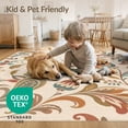 thumbnail image 4 of ODIKA 6'x9' Washable Area Rug Easy Care, Non-Shedding, Cream Floral Elegance with Autumnal Accents Intricate Leaf and Blossom Vintage for Queen Size Bedroom Under Bed Master Suite, 4 of 7