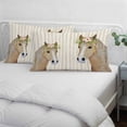 thumbnail image 4 of Farmhouse Striped Throw Pillow Covers, Watercolor Horse Flower Leaf Beige Soft Breathable Pillow Cases with Invisible Zipper for Sleeping, King Size Pillowcases for Couch Bed Sofa Chair 20x36 Inches, 4 of 9