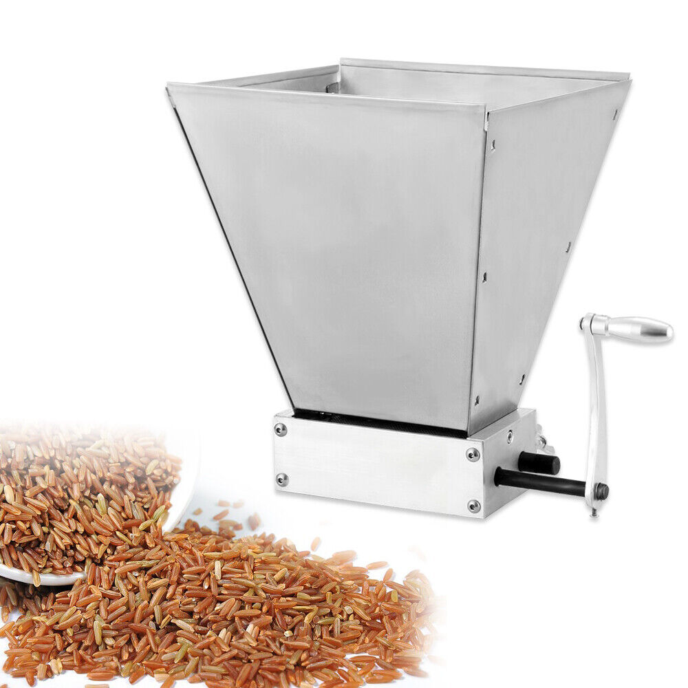 4L Manual Grain Crusher Roller Grain Mill Adjustable Low Speed Drill Corn Crusher Machine Grinder Grinding Machine Silver