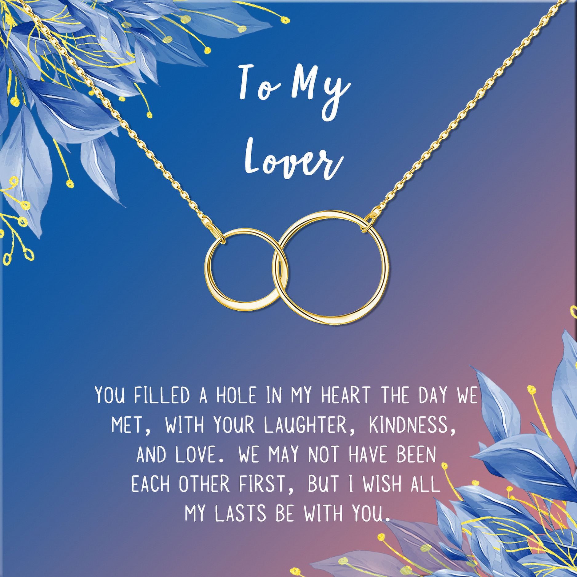 Anavia To My Lover Necklace Gift, Lover Birthday Gift, Mother's Day Gift, Proposal Gift, Card Gift for Girlfriend-[Gold Infinity Double Ring, Blue-Orange Gift Card]