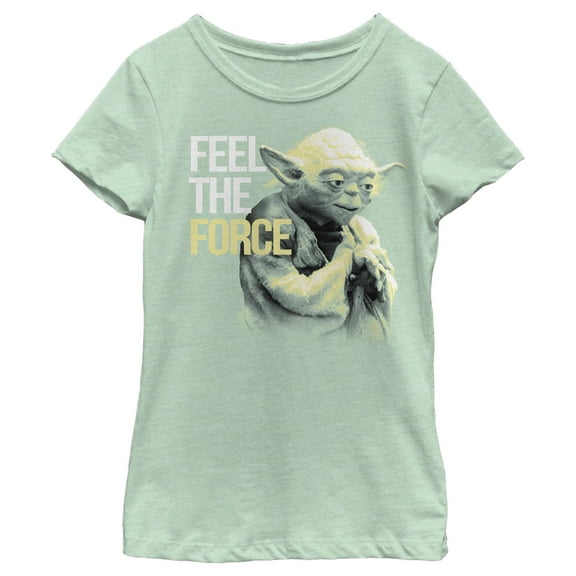 Girl's Star Wars: Galaxy of Adventures Yoda Feel the Force  Graphic Tee Mint X Large