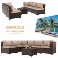 thumbnail image 6 of Gotland Patio Furniture Set 7 Pcs Outdoor Sectional Rattan Sofa Brown Sand Cushions,1 Tempered Glass Tea Table, 6 of 6