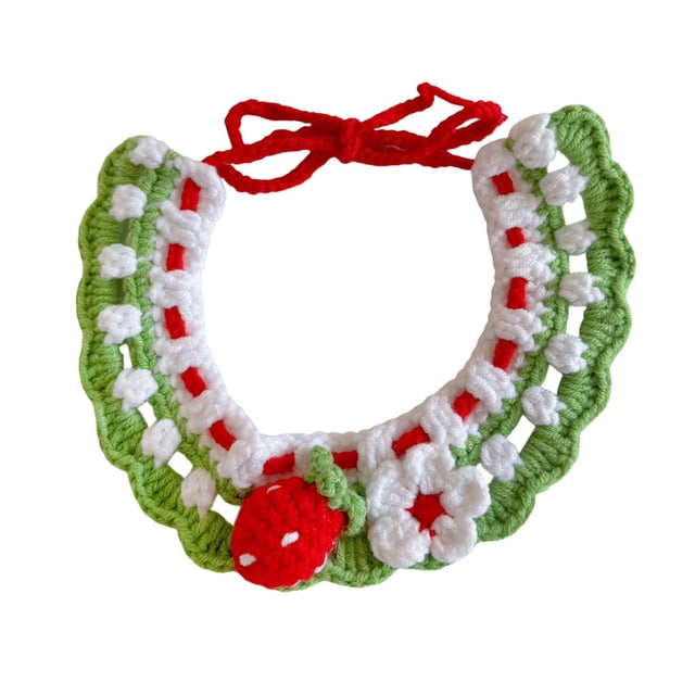 Collar de gato cómodo vestido de vestir accesorio de accesorios de tejido de tejido para invierno fresa