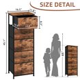 thumbnail image 4 of Eunos Tall Dresser for bedroom, 5 Vertical Fabric Drawers Nightstand, Living Room Hallway, Wood Grain Print, 4 of 8