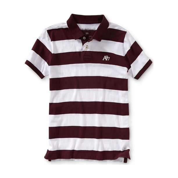 Aeropostale Mens Striped A87 Rugby Polo Shirt, Rojo, XS Aeropostale polo, rugbi