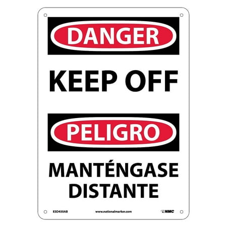 UPC: 0887481047164 | National Marker Keep Off Bilingual 14X10 .040 Aluminum Danger Sign ESD450AB