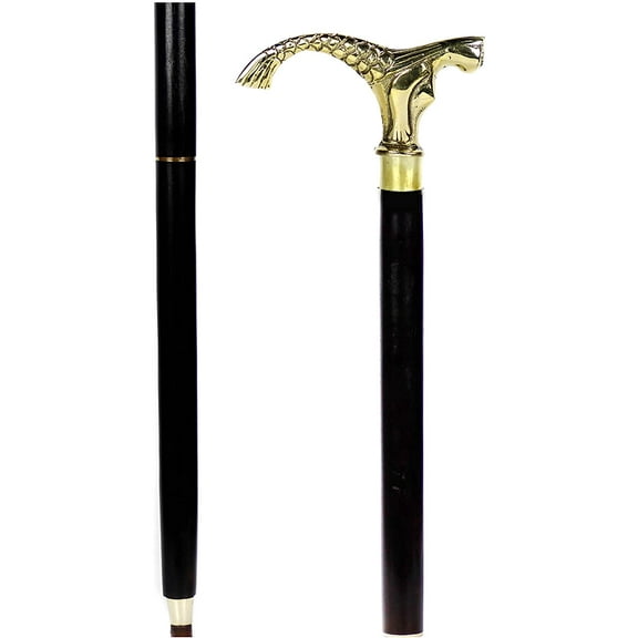 Aluminum & Brass Decorative Rosewood Walking Cane | Full Size Walking-Stick for Men & Women |