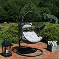 thumbnail image 5 of Sunnydaze Caroline Resin Wicker Egg Hanging Chair with Cushions and Stand, Gray, 5 of 8