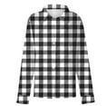 thumbnail image 4 of Plaid Shirts for Women Button Down Collared Casual Tops Rolled Up Boyfriend Top Business Dressy Top Cute Soft Plaid Blouse Work Tops Street Office Daily Outfit Plaid Tops for Women Black S-2XL, 4 of 5