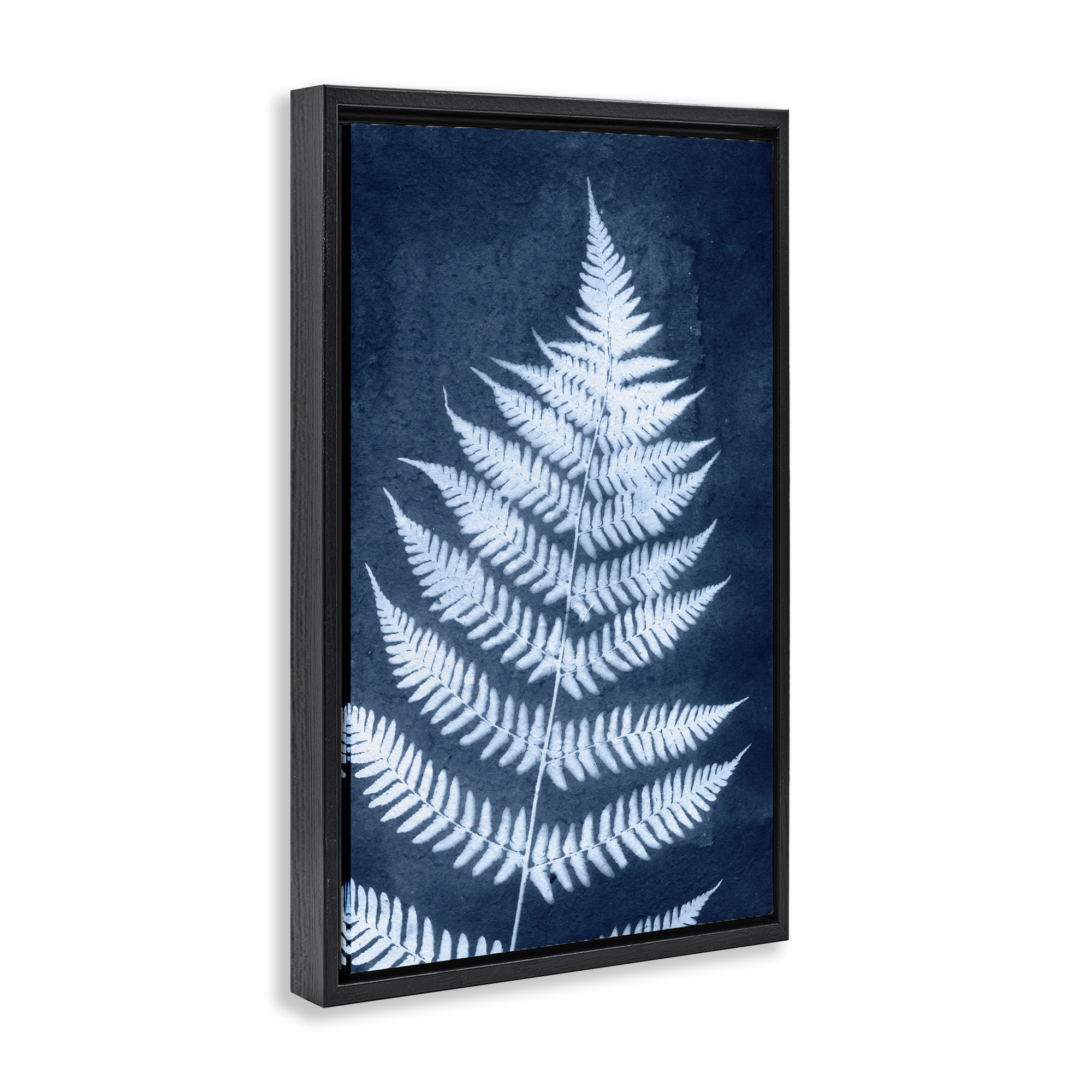 Stupell Industries Blue Natural Fern Botanical & Floral Painting Black Floater Framed Art Print Wall Art, 21 x 31