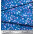 thumbnail image 3 of Soimoi Crepe Silk Fabric Leaves & Periwinkle Floral Print Sewing Fabric Yard 42 Inch Wide, 3 of 3