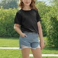 thumbnail image 6 of tarylea Girls Tops Crochet Short Sleeve Shirts Round Neck T Shirts Loose Fitted Summer Blouses, 6 of 8