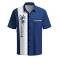 thumbnail image 1 of Camisas de Lino para Hombres, Manga Corta Camisa de Boliche Vintage con Cuello Cubano, Botón de Verano de Playa Casual, 1 of 1