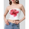 thumbnail image 5 of Raccmtaty Women Crop Tube Tops Floral Print Strapless Tops Tank Tops Summer Backless Bandeau Shirts, 5 of 7