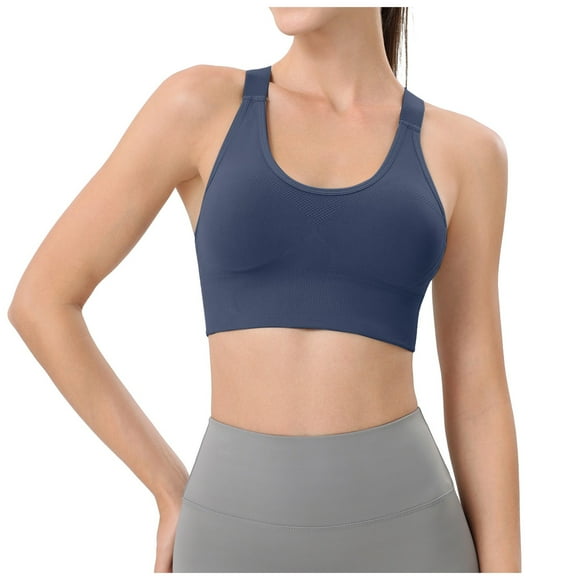 Yammkia Sports Bra High Impact Sports Bra for Women Plus Size High Support Workout Bra with Cooling Mesh (Dark Blue,XL)