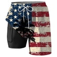 thumbnail image 4 of YANGXINX Men's Swim Trunks with Compression Liner Fashion Summer USA Flag Prints Beach Shorts Drawstring Elastic Waist Bathing Suits Swimwear, 4 of 5