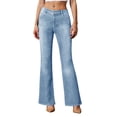 thumbnail image 2 of HongQid Women's Trendy Stretchy Flare Jeans Mid Rise Bootcut Curvy Denim Pants, 2 of 7
