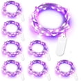 thumbnail image 1 of Guirnalda de luces [Paquete de 8], 1 m, 10 luces LED, mini luces decorativas de interior con alambre plateado para el hogar y el dormitorio (morado), 1 of 5