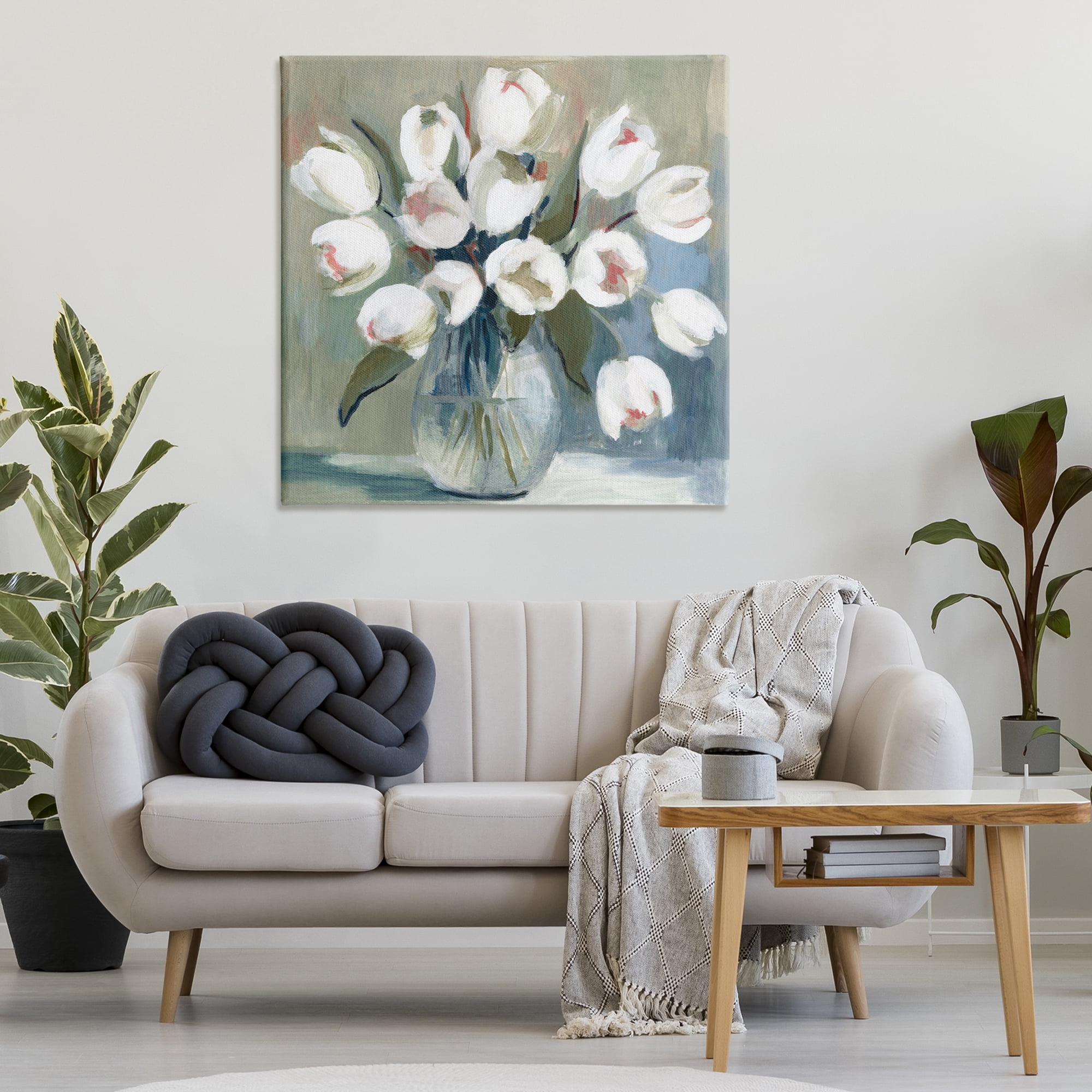 Stupell Industries White Tulip Vase Plants & Flowers Painting Wrapped Canvas Art Print Wall Art, 36 x 36