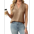 thumbnail image 1 of Camiseta Sin Mangas de Verano para Mujer, de Satén de Seda, con Cuello en V, Informal, de Negocios, Color Caqui, Talla XL, 1 of 7