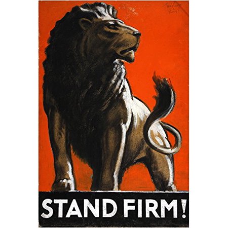 Stand Firm Art Poster Lion Artist Tom Purvis Tail Mane Strong Renowned 24X36