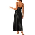 thumbnail image 3 of INSPIRE CHIC Women's Sleeveless Camisole Pajamas V Neck Sleepwear Lace Trim Lounge Maxi Nightgowns S Black, 3 of 6