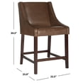 thumbnail image 3 of SAFAVIEH Dylan Modern Linen Espresso Rubberwood Counter Stool, Brown, 3 of 7