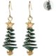 thumbnail image 1 of Pendientes de mujer con diseño de árbol de Navidad y purpurina verde., 1 of 3