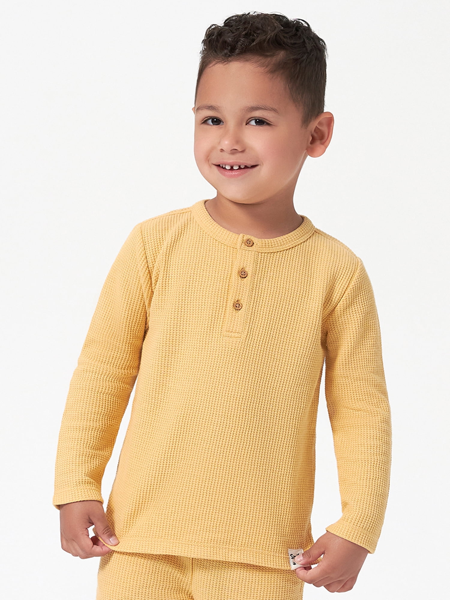 Modern Moments by Gerber Toddler Boy Long-Sleeve Casual Waffle Henley T-Shirts, 2-Pack, 12M-5T