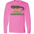 thumbnail image 3 of Inktastic In a While Crocodile with Cool Green Crock in Sunglasses Long Sleeve T-Shirt, 3 of 5