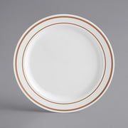 Gold Visions 6" White Plastic Plate with Rose Gold Bands - 150/Case