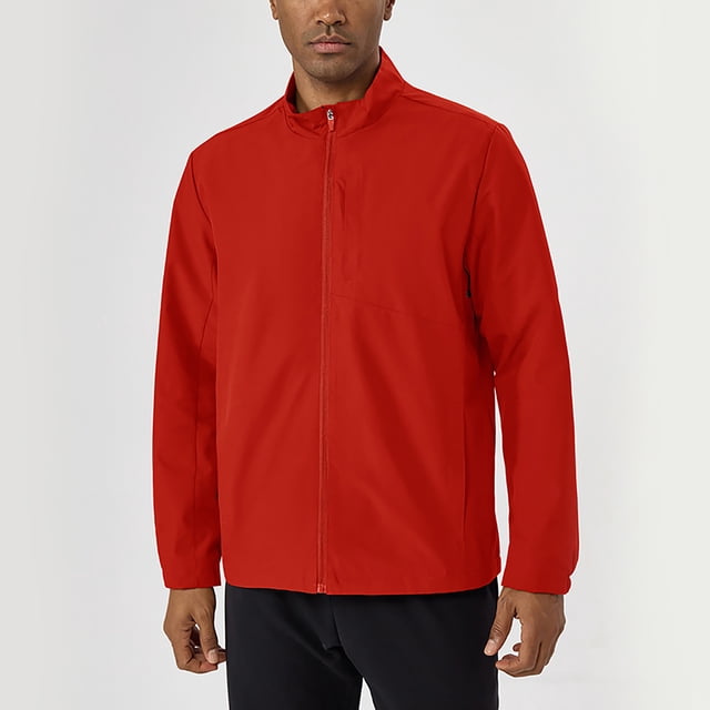 Men's Outdoor Water Repellent Long Sleeve Jacket with Zipper Pockets for Windproof Sport Activities