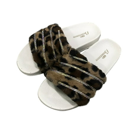 

Womens Summer Casual Shoes Bright Diamond Leopard Print Hairy Slippers Summer Open Toe Slide Sandals Comfortable Flats Flip-Flops Sandal Casual Platforms Wedge Sandals Dressy Heeled Sandals A1210