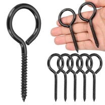 6 Pack Screw Eyes, M6x90mm  304 Stainless Steel Heavy Duty Eye Bolts Screw, Black