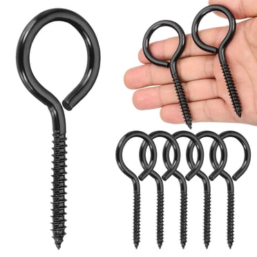 6 Pack Screw Eyes, M6x90mm  304 Stainless Steel Heavy Duty Eye Bolts Screw, Black